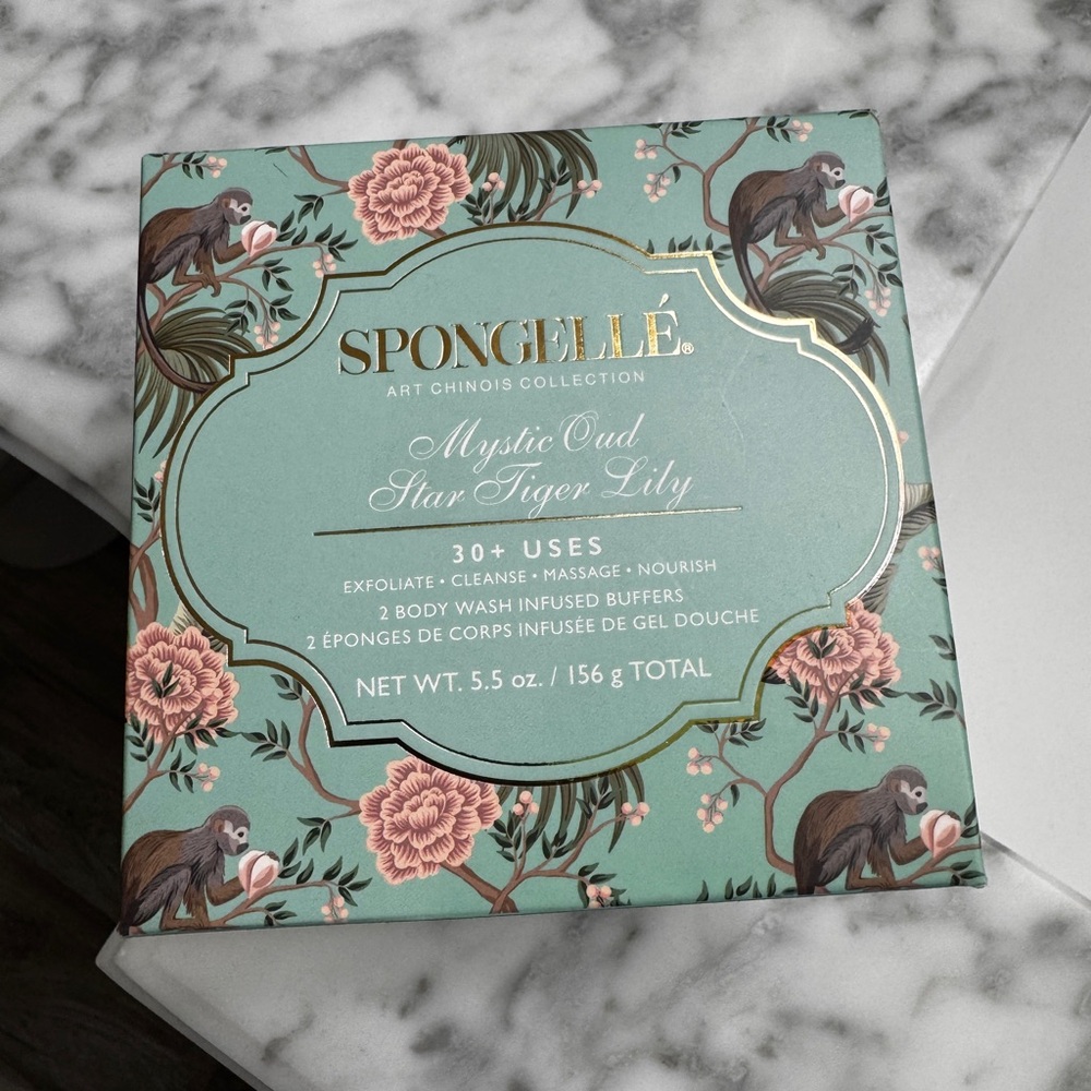 Spongellé Teal Box with Pink Floral Accents